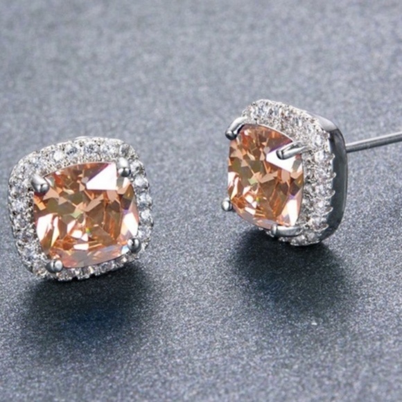 New 2 for $30 Princess Cut Champagne Topaz and CZ - Picture 1 of 3
